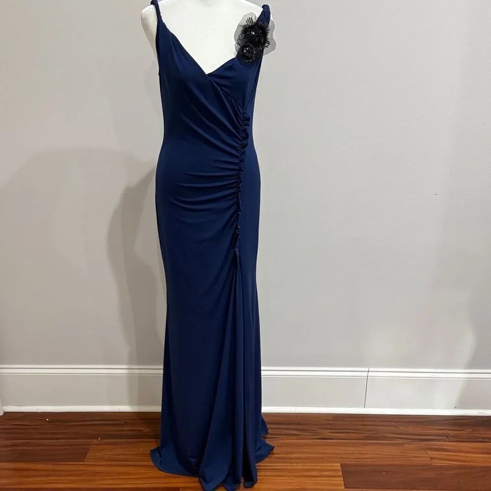 Vera Wang Lavender Label Elegant Navy Blue Evening Gown Size 4